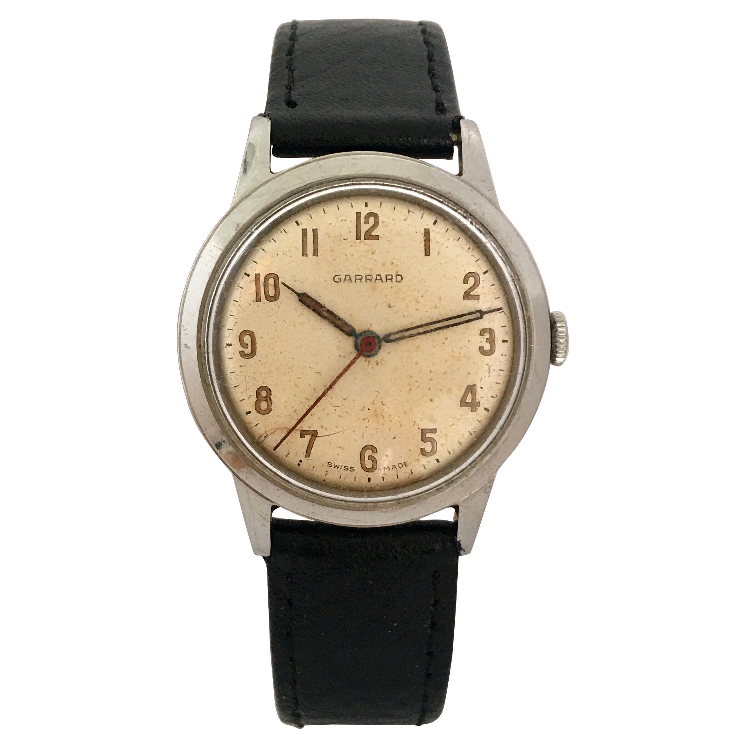 Vintage Stainless Steel 1950s Garrard Watch For Sale