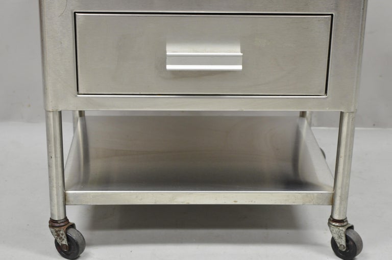 Vintage Stainless Steel 3 Drawer Rolling Medical Dental
