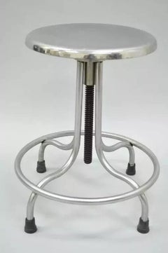 Vintage Stainless Steel American Industrial Modern Steampunk Adjustable Stool