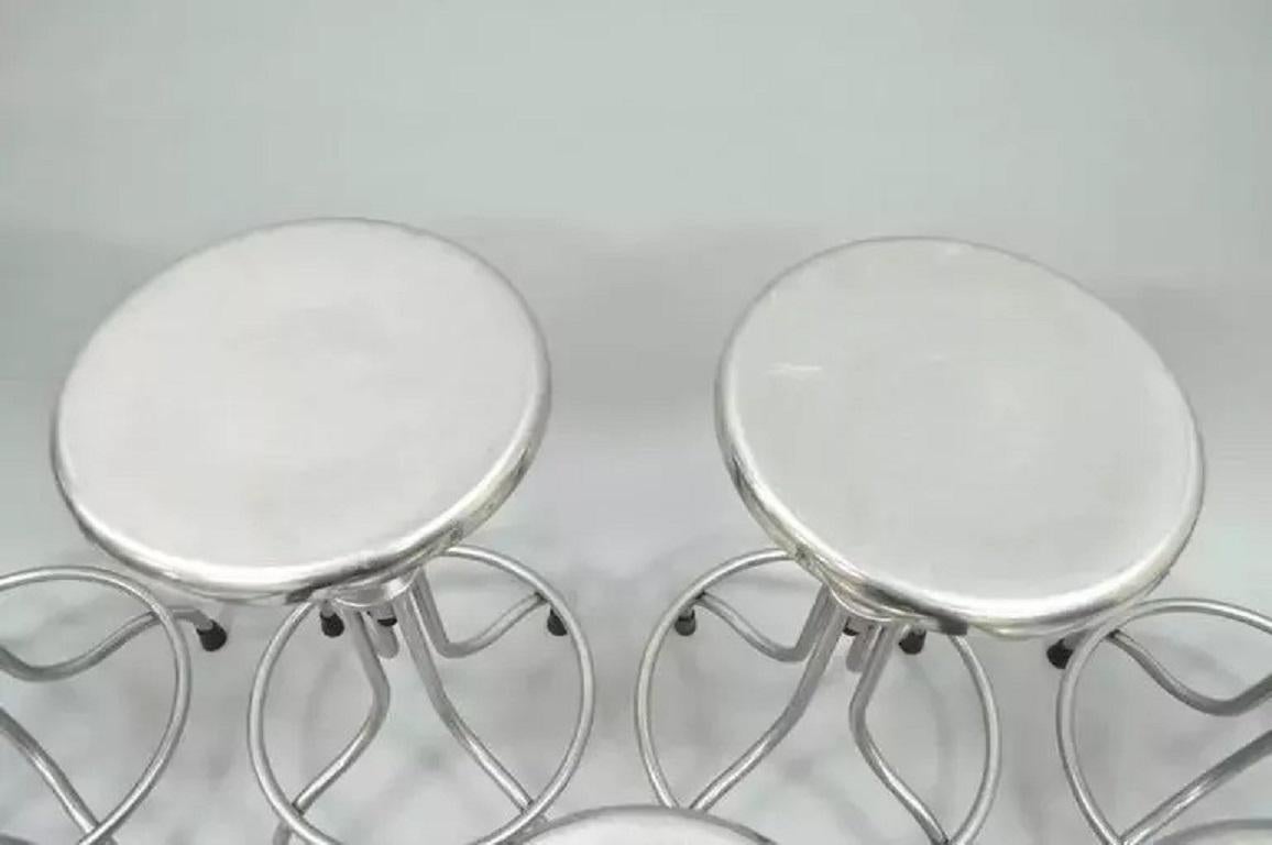 Vintage Stainless Steel American Industrial Modern Steampunk Adjustable Stool In Good Condition For Sale In Philadelphia, PA