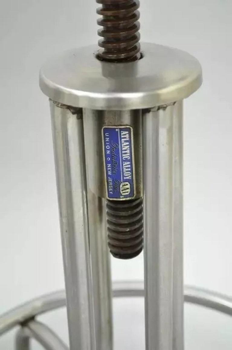 20th Century Vintage Stainless Steel American Industrial Modern Steampunk Adjustable Stool For Sale