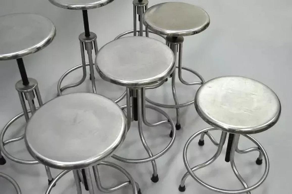 Vintage Stainless Steel American Industrial Modern Steampunk Adjustable Stool For Sale 1
