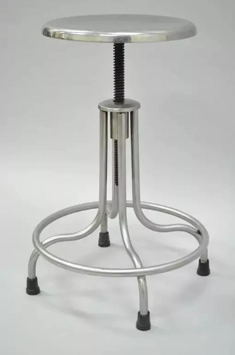 Vintage Stainless Steel American Industrial Modern Steampunk Adjustable Stool For Sale 2