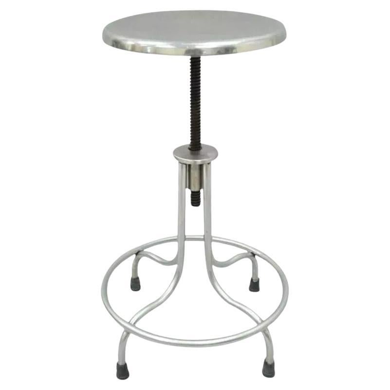 Vintage Stainless Steel American Industrial Modern Steampunk Adjustable Stool