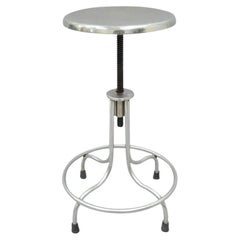 Vintage Stainless Steel American Industrial Modern Steampunk Adjustable Stool