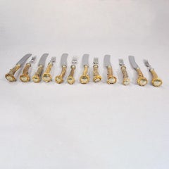 Vintage Stainless Steel and Horn Tableware Set for 6 Germany, 1900s