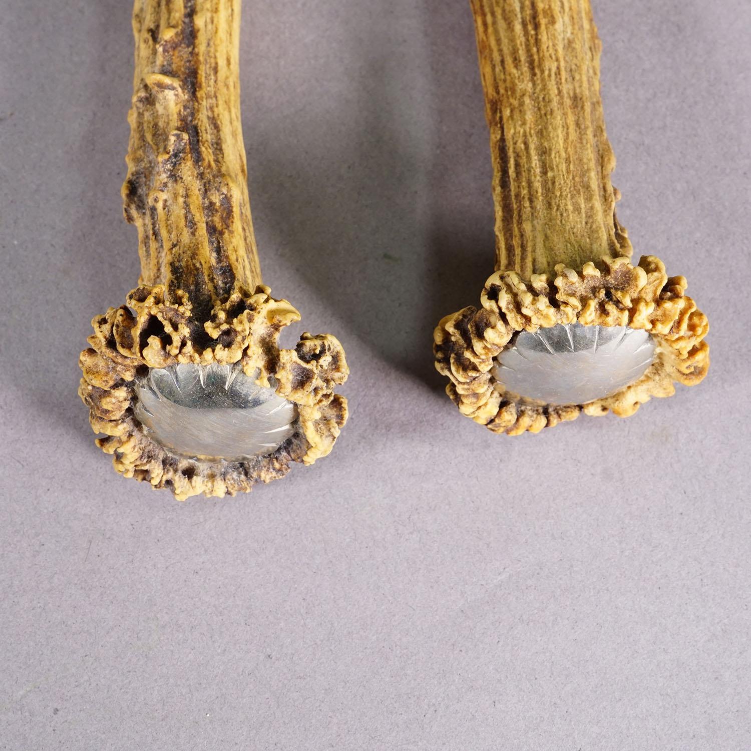 Set di stoviglie d'epoca in acciaio inossidabile e Horn per 6 persone Germania, 1900 In condizioni buone in vendita a Berghuelen, DE