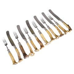 Vintage Stainless Steel and Horn Tableware Set for 6 Germany, 1900s