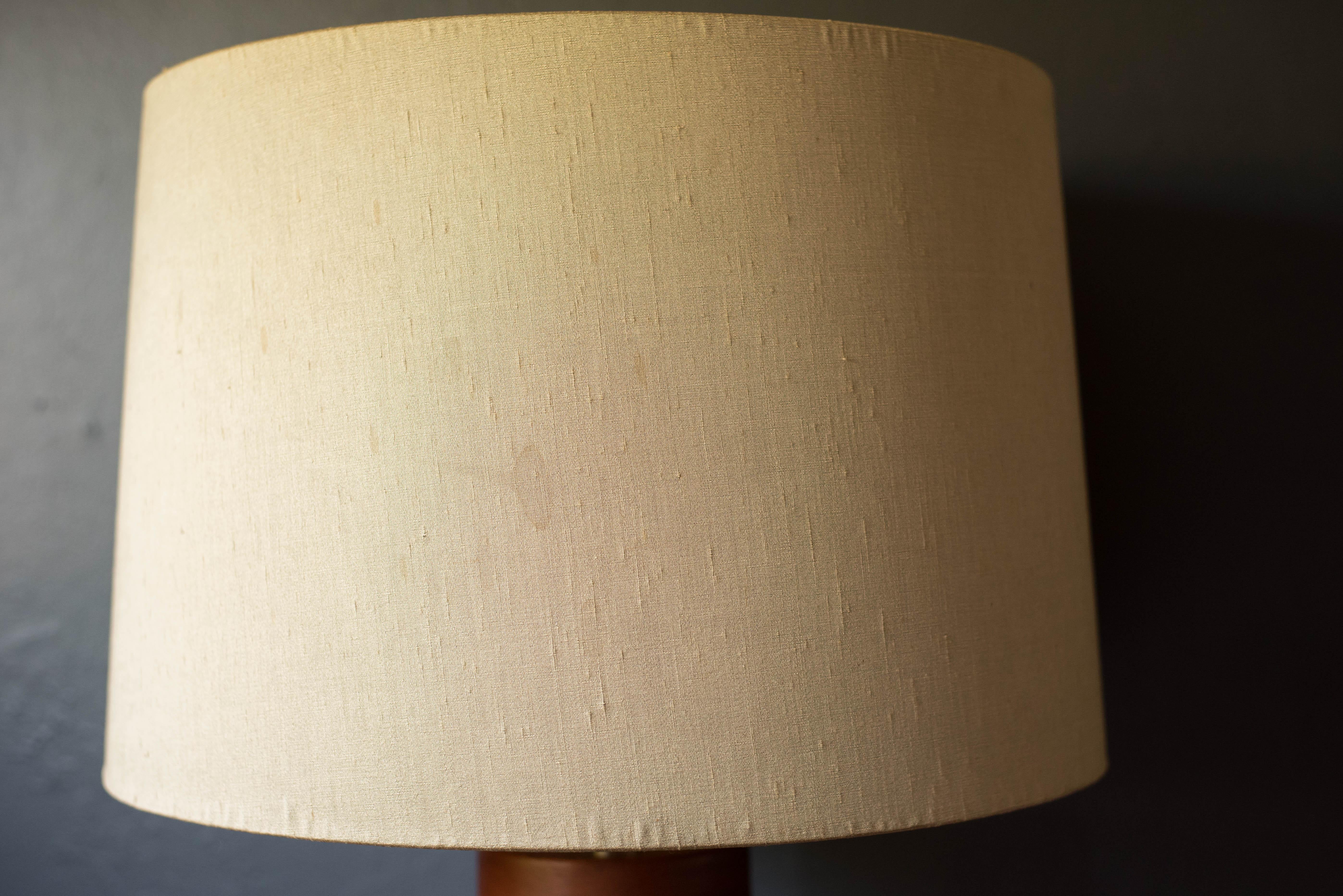 Vintage Stainless Steel and Teak Accent Table Lamp For Sale 4