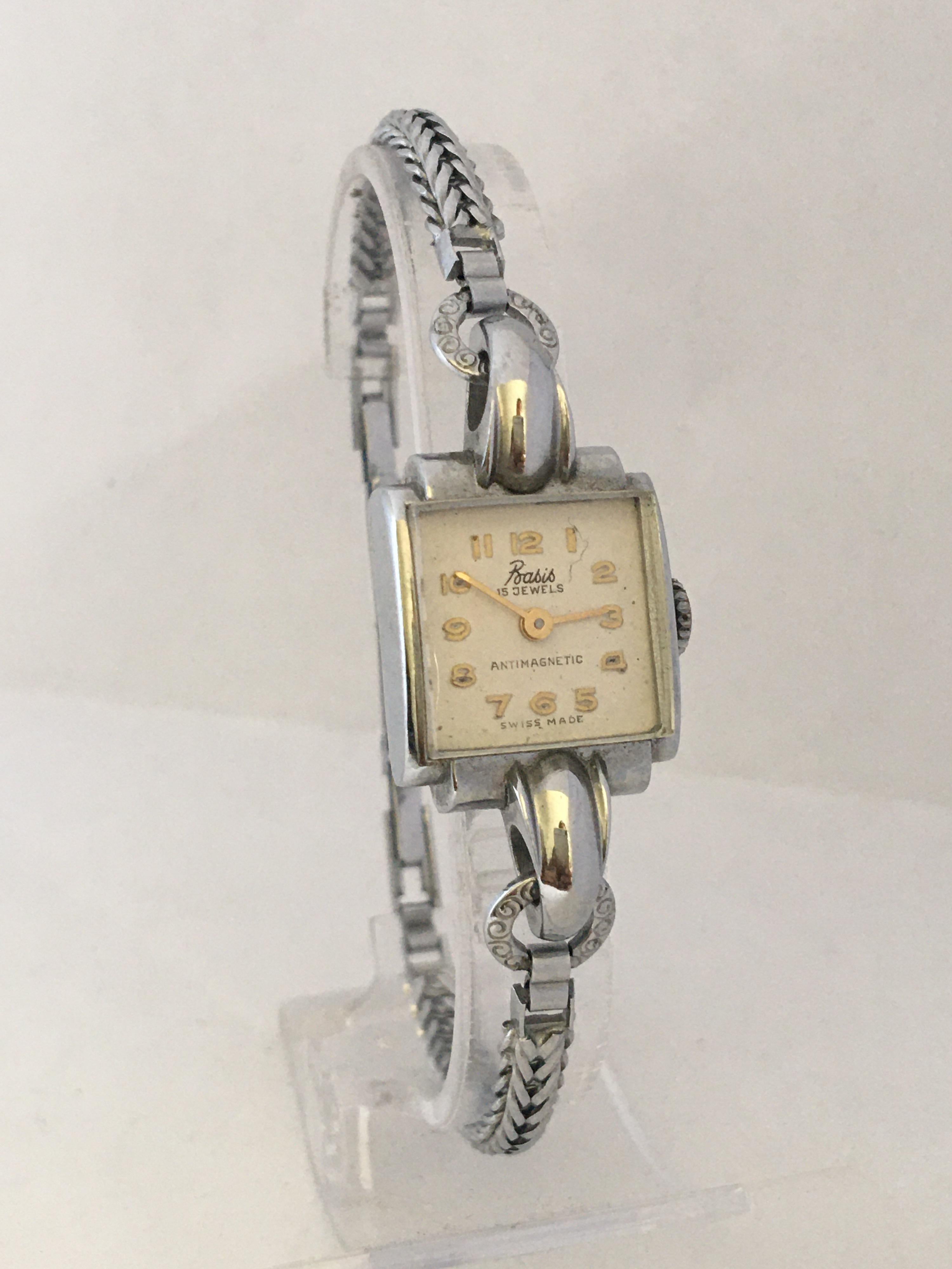 Vintage Stainless Steel Back Ladies Mechanical Watch For Sale 5