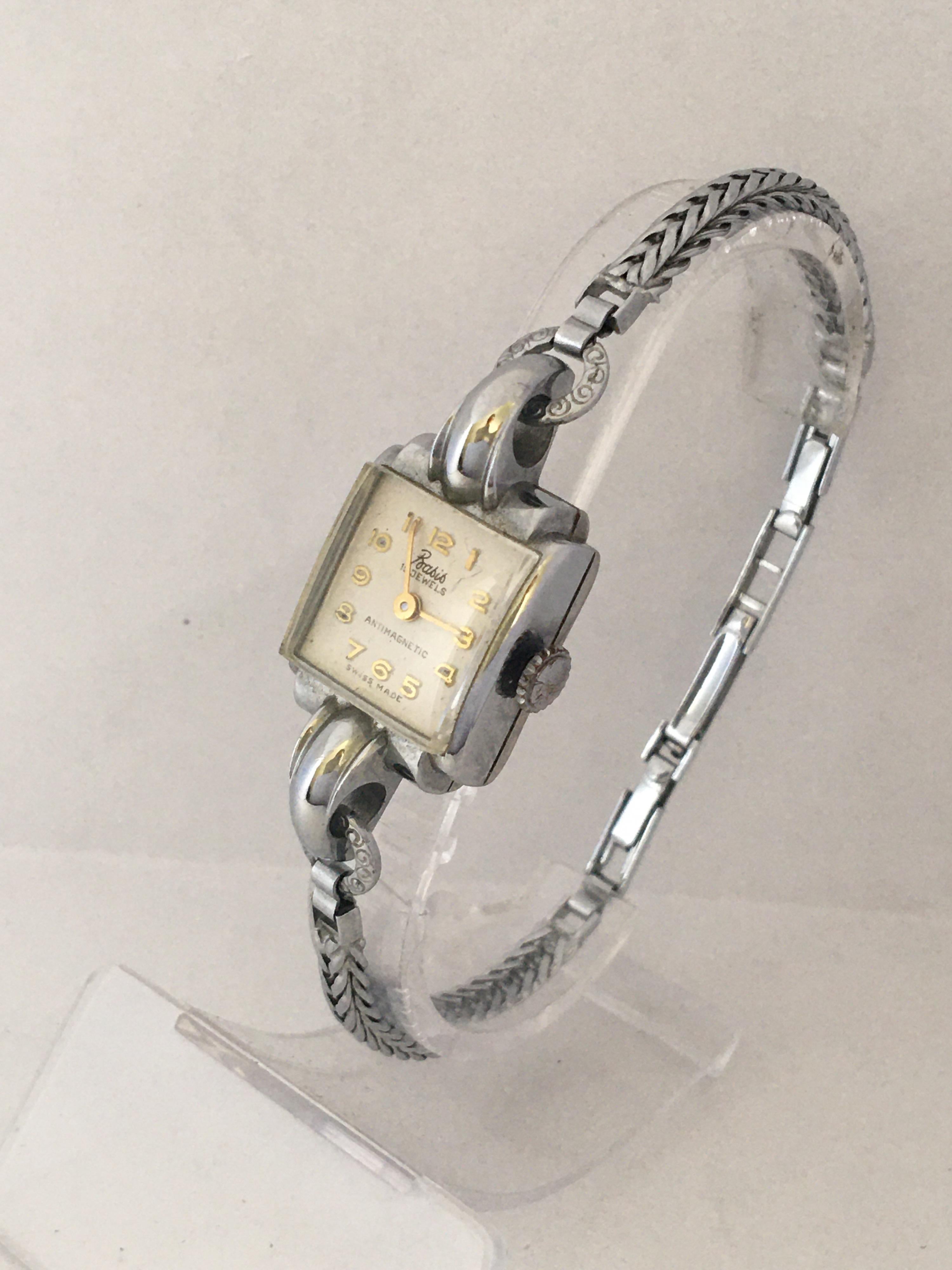 This beautiful pre-owned vintage hand winding ladies watch is in good working condition and it is ticking nicely and runs well. It measure 7 inches long around the wrist.