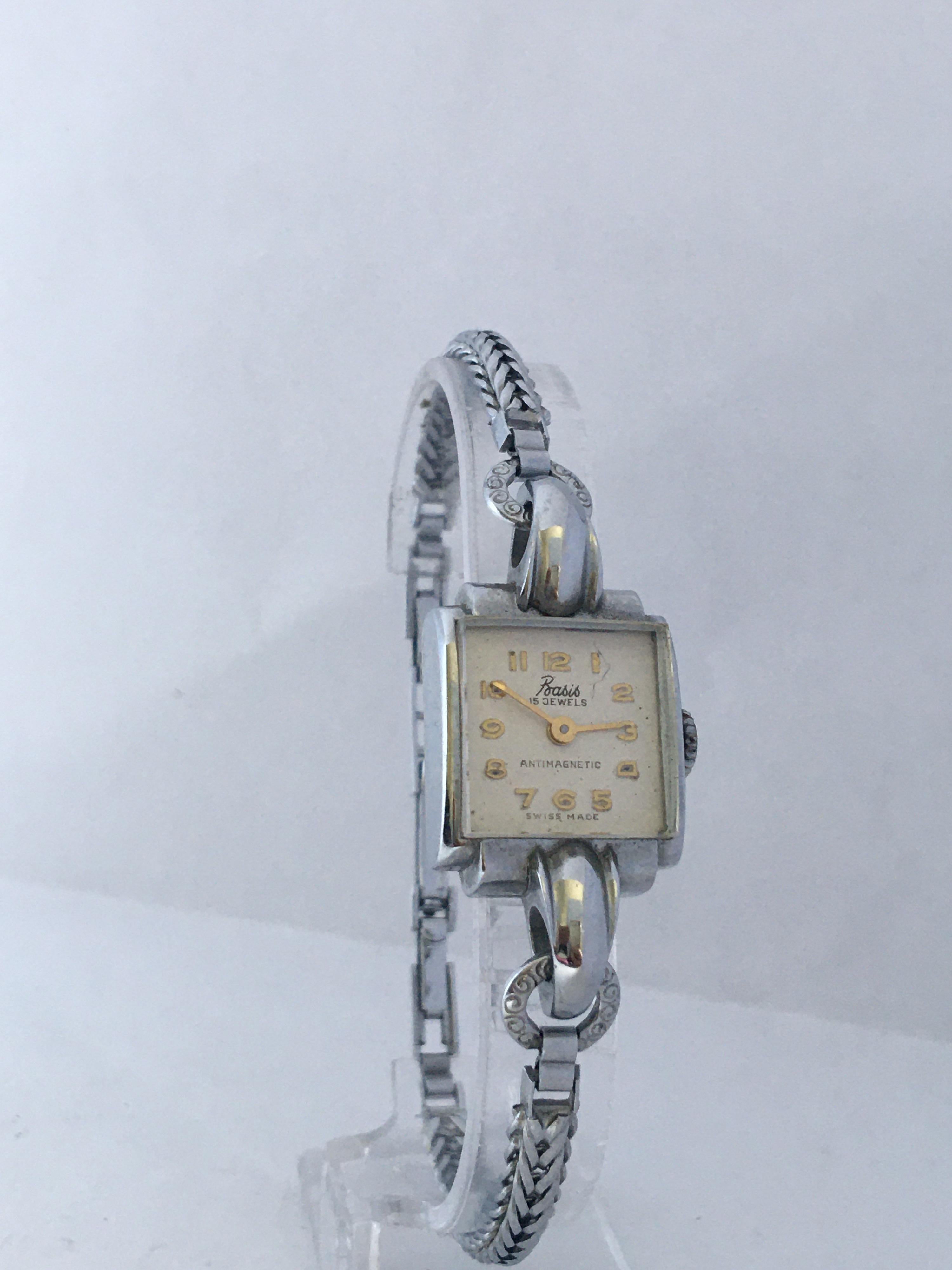 Women's or Men's Vintage Stainless Steel Back Ladies Mechanical Watch For Sale