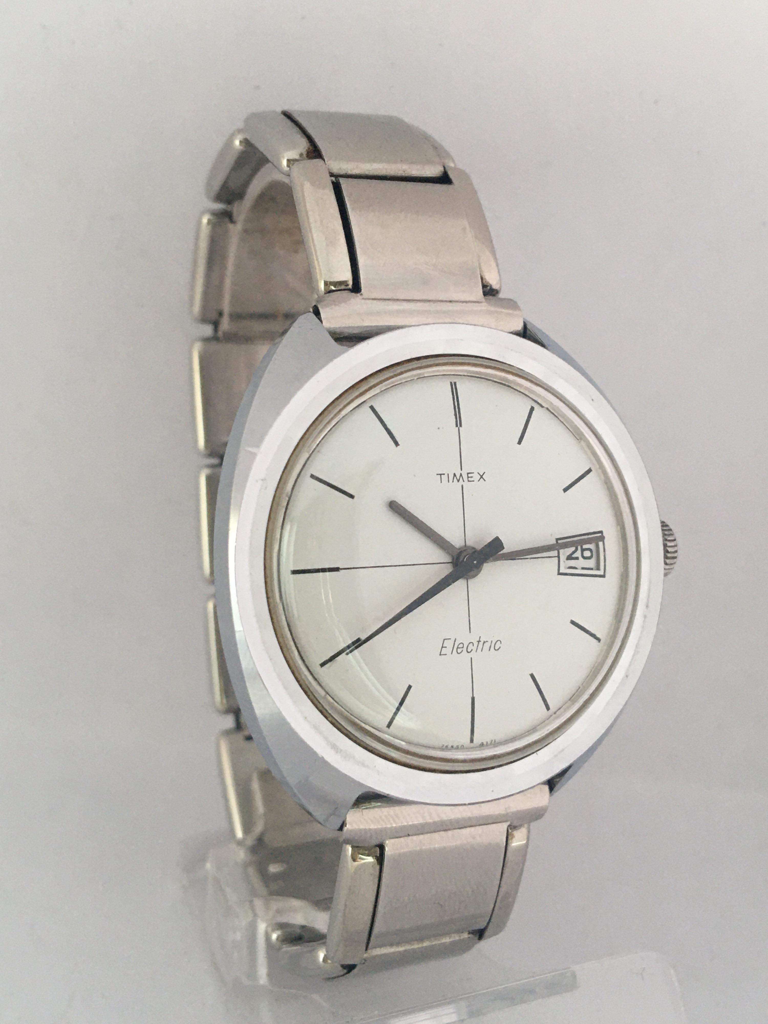 Vintage Stainless Steel Back Timex Electric Sweep Seconds Watch 5