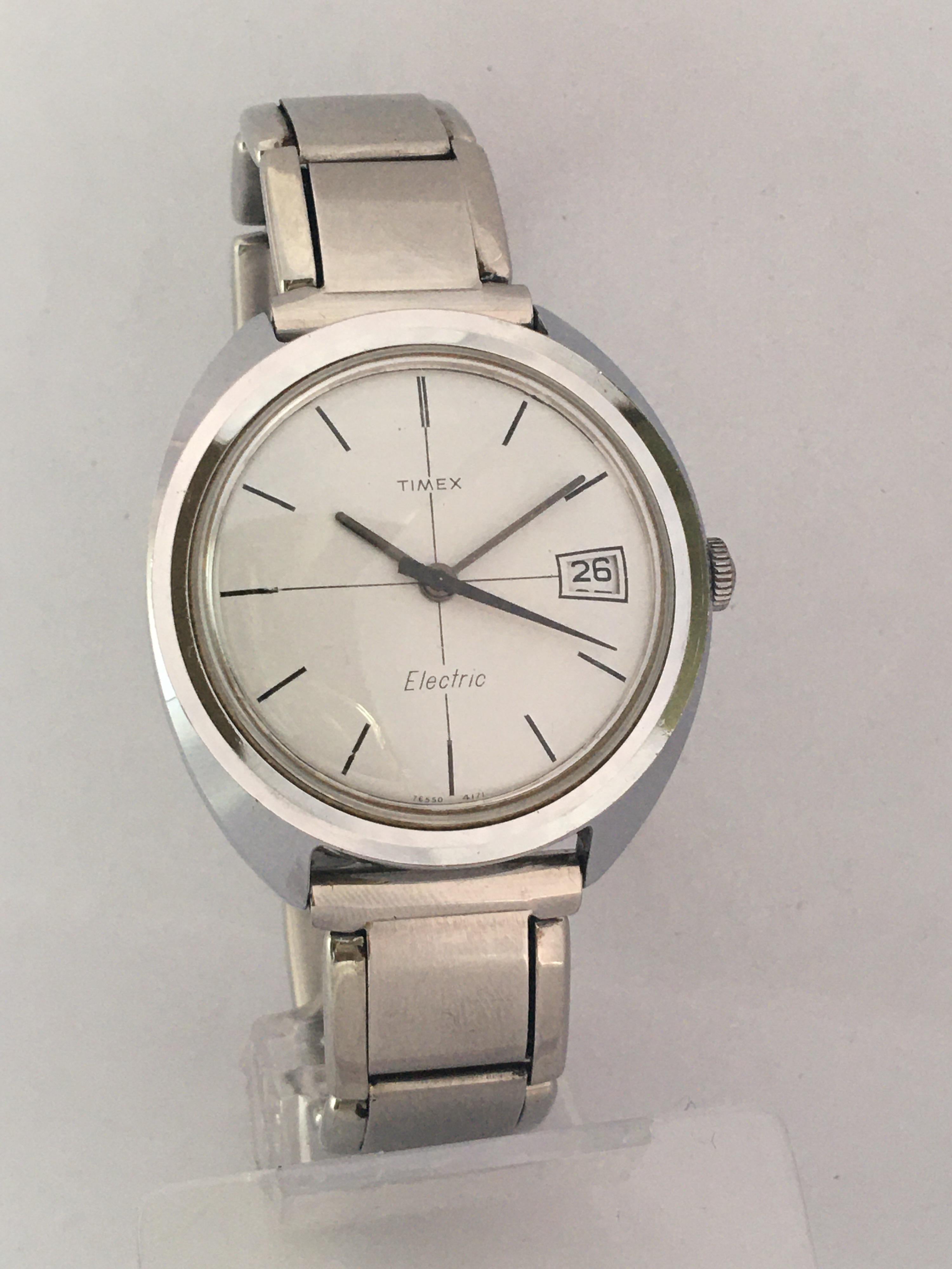 Vintage Stainless Steel Back Timex Electric Sweep Seconds Watch 7