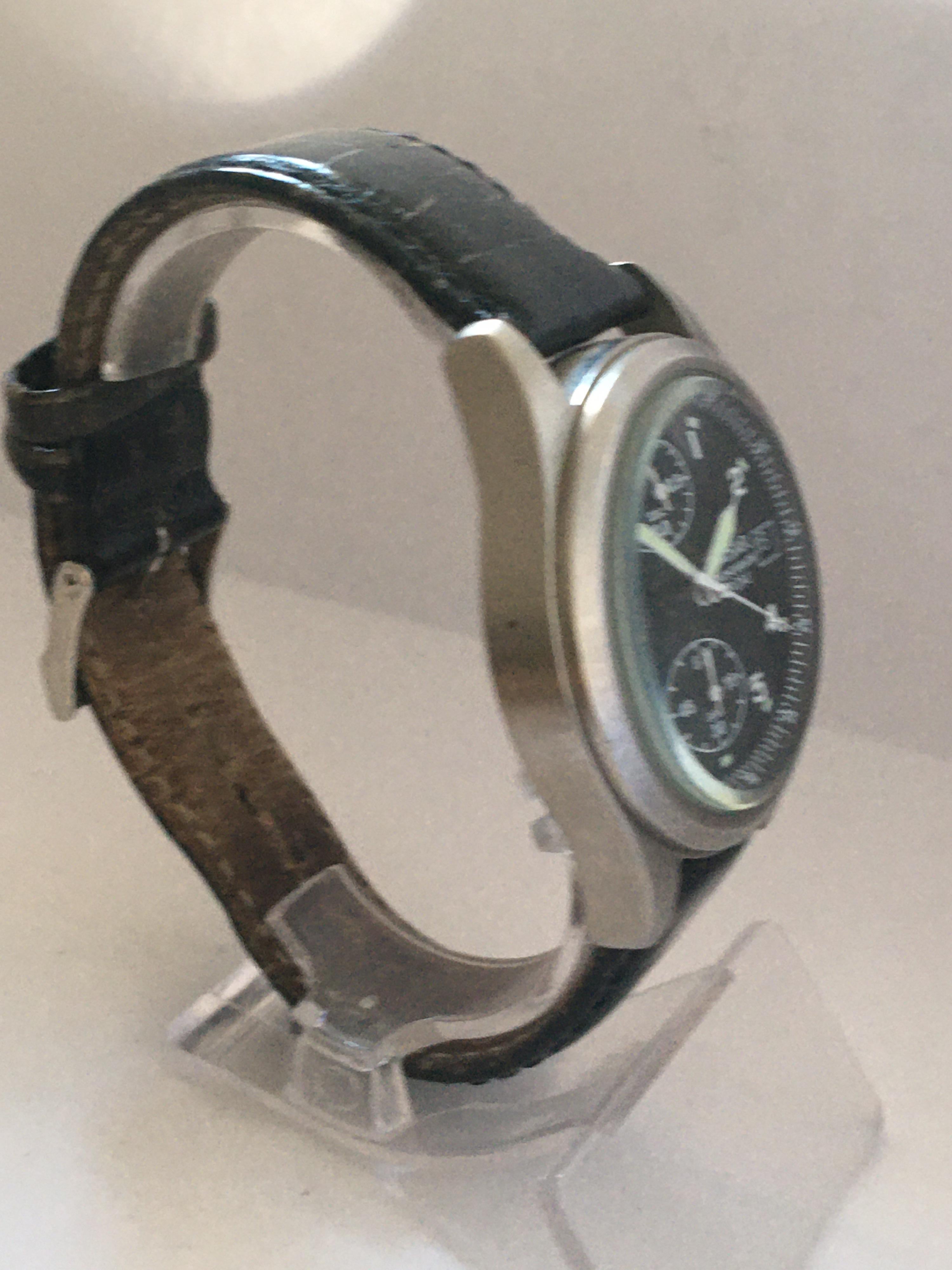 Vintage Stainless Steel black dial Pulsar Chronograph 100M Watch 4