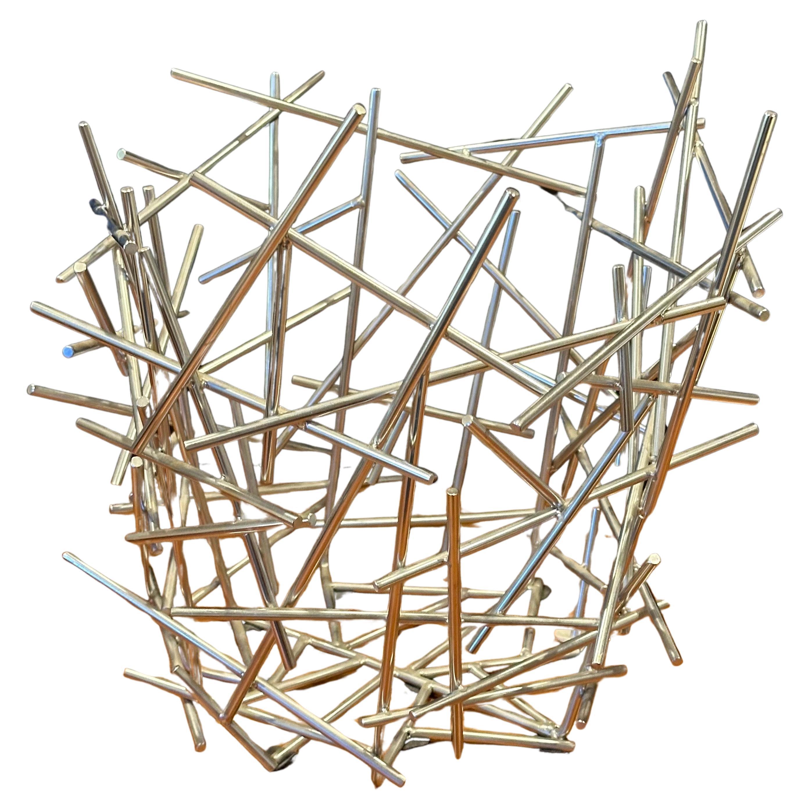 Brutalisme Panier à citrines Blow Up en acier inoxydable vintage de Fratelli Campana pour Alessi en vente