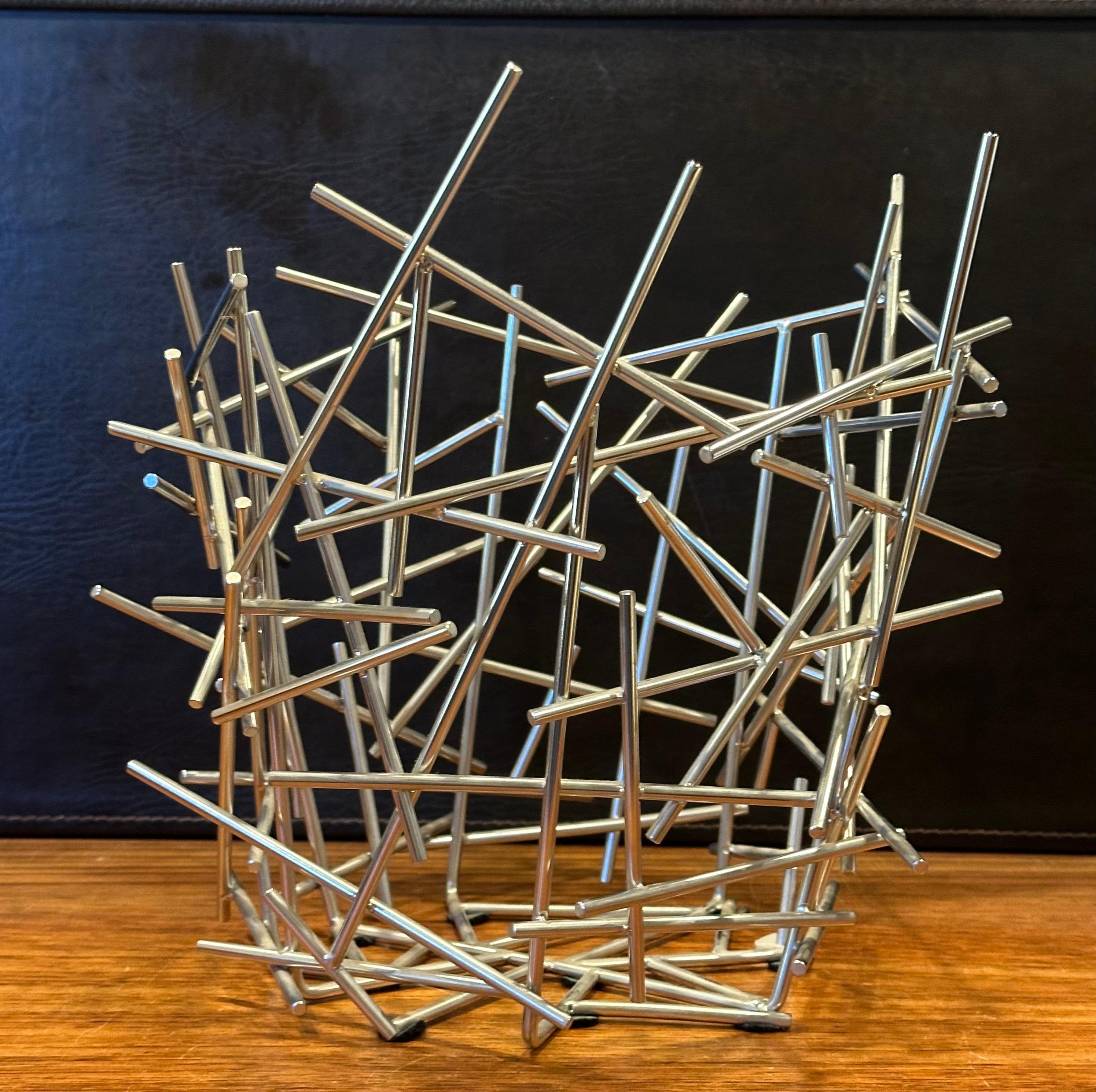 20ième siècle Panier à citrines Blow Up en acier inoxydable vintage de Fratelli Campana pour Alessi en vente