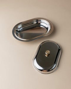 Vintage Stainless Steel Butter Dish with Lid Timeless Design Italy, 1970s