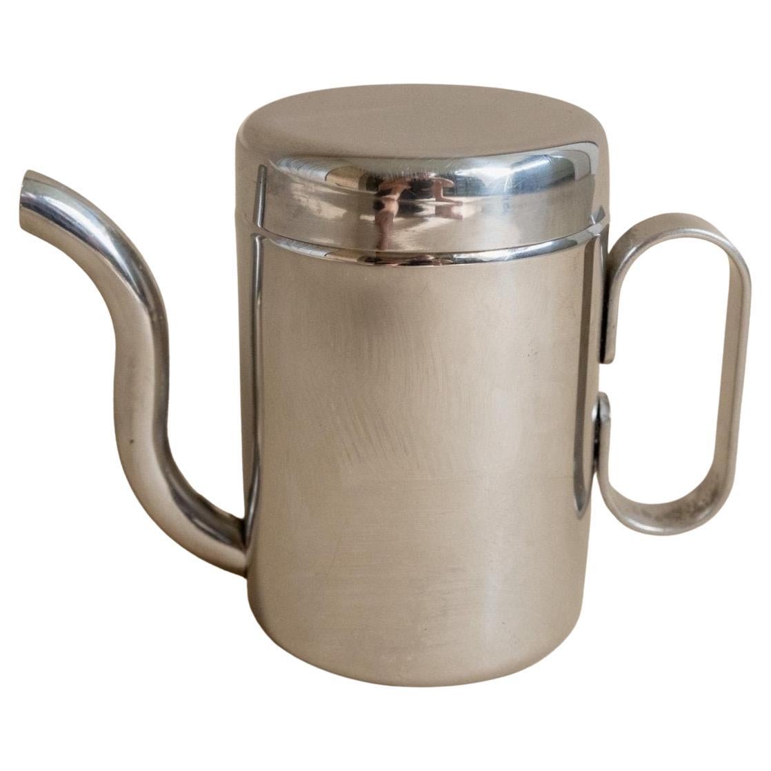 Vintage Stainless Steel Can with Lid Timeless Design Italy, 1970s For Sale