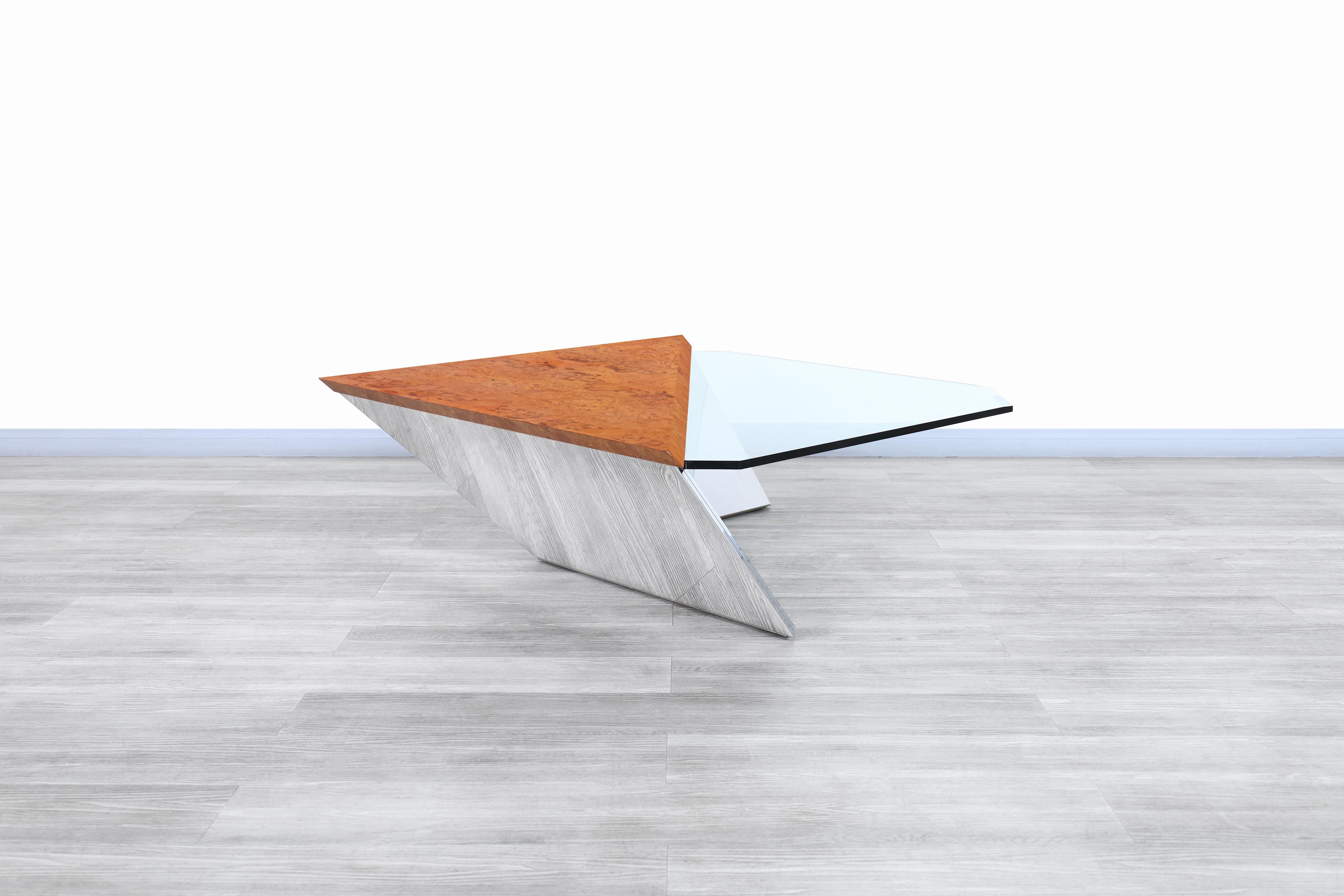 American Vintage Stainless Steel Cantilevered Coffee Table Attributed to Brueton For Sale