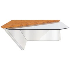 Vintage Stainless Steel Cantilevered Coffee Table Attributed to Brueton