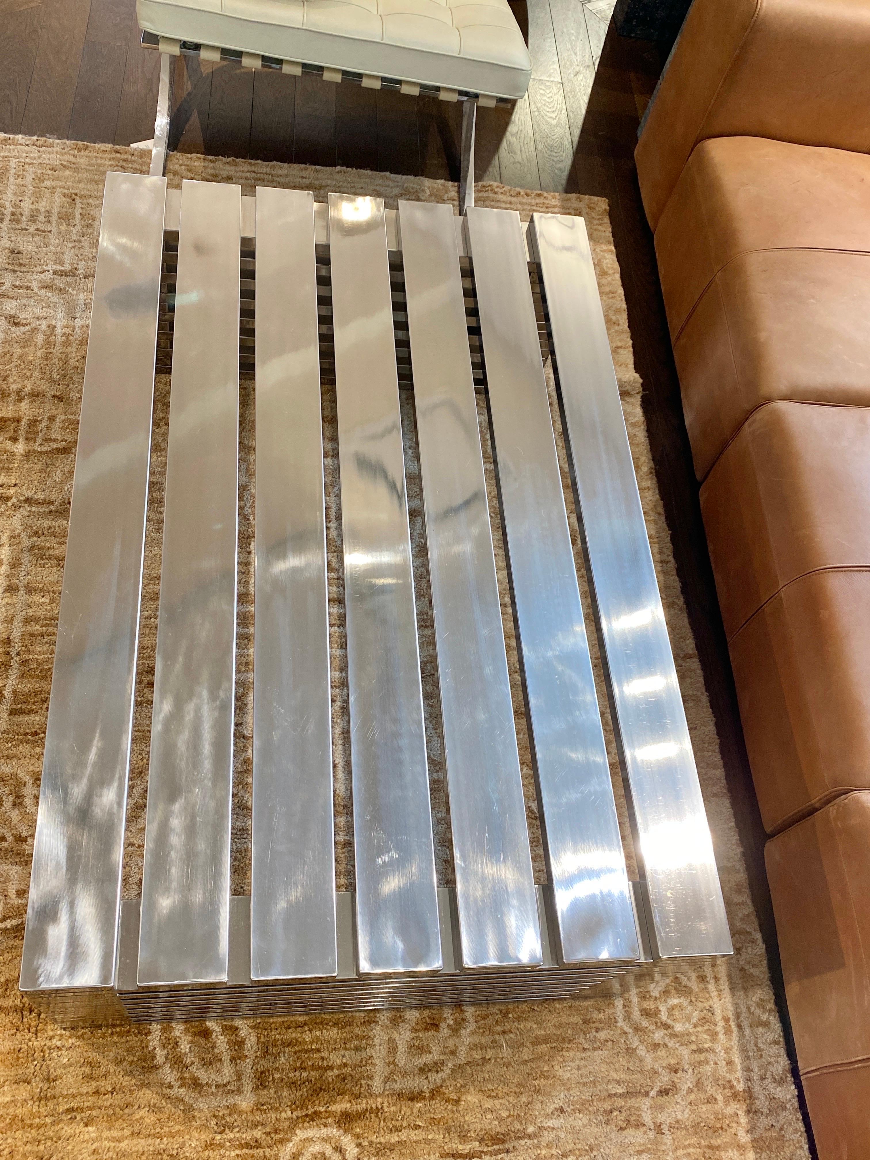 20th Century Vintage Stainless Steel Coffee Table