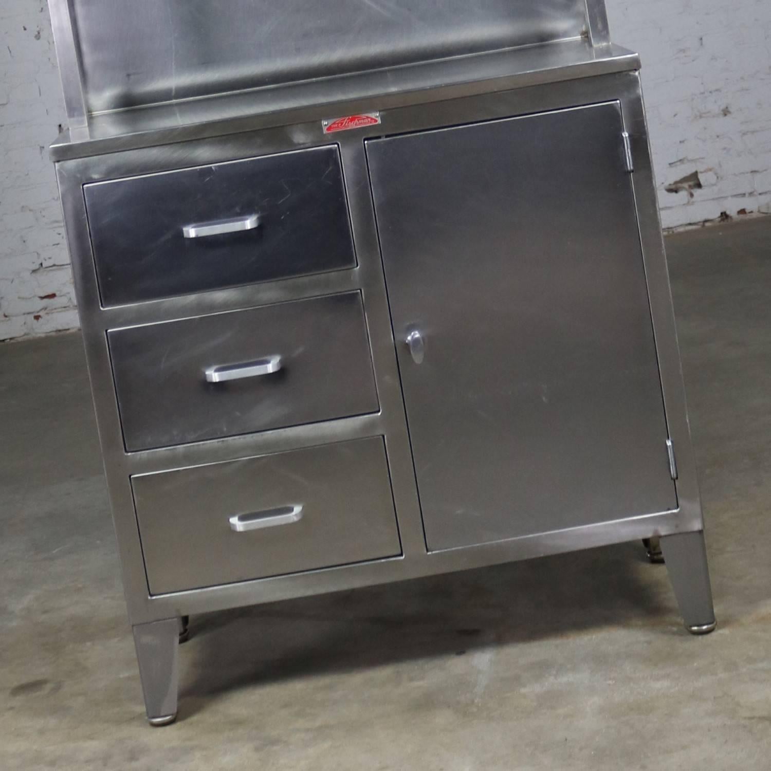 Vintage Stainless Steel Cupboard Industrial Medical Fischman Step Back Cabinet 2