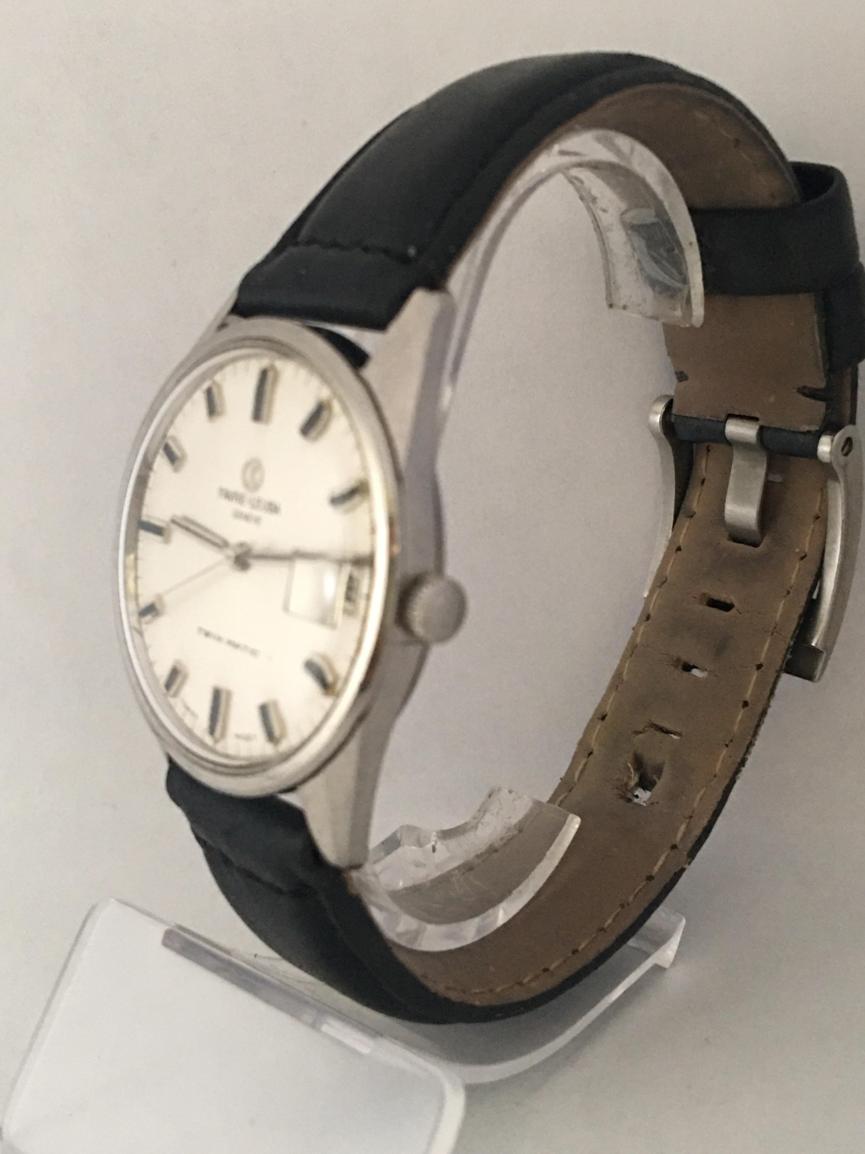 Vintage Stainless Steel Favre-Leuba Geneve Twin Matic Watch For Sale 6