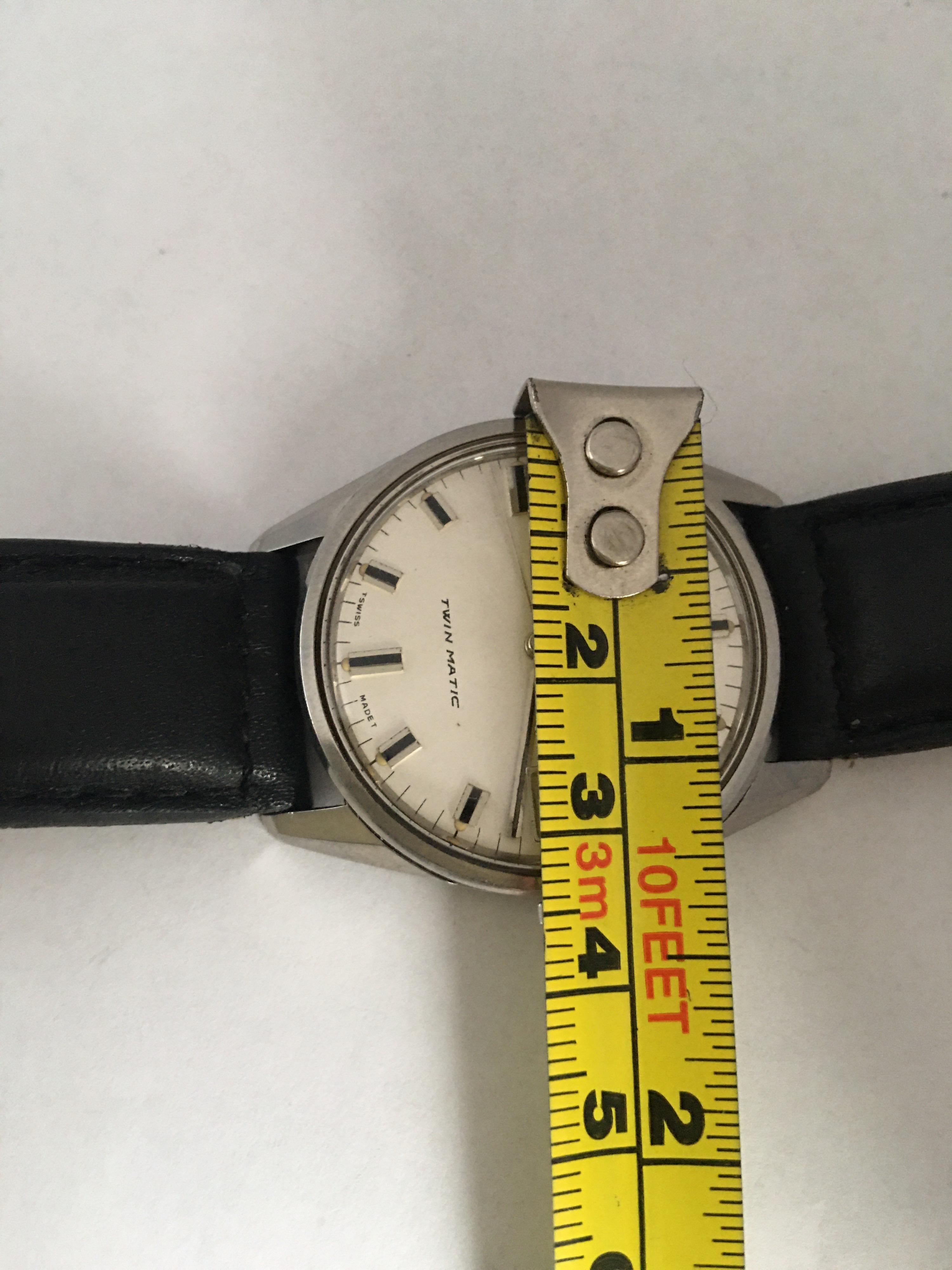 Vintage Stainless Steel Favre-Leuba Geneve Twin Matic Watch For Sale 2