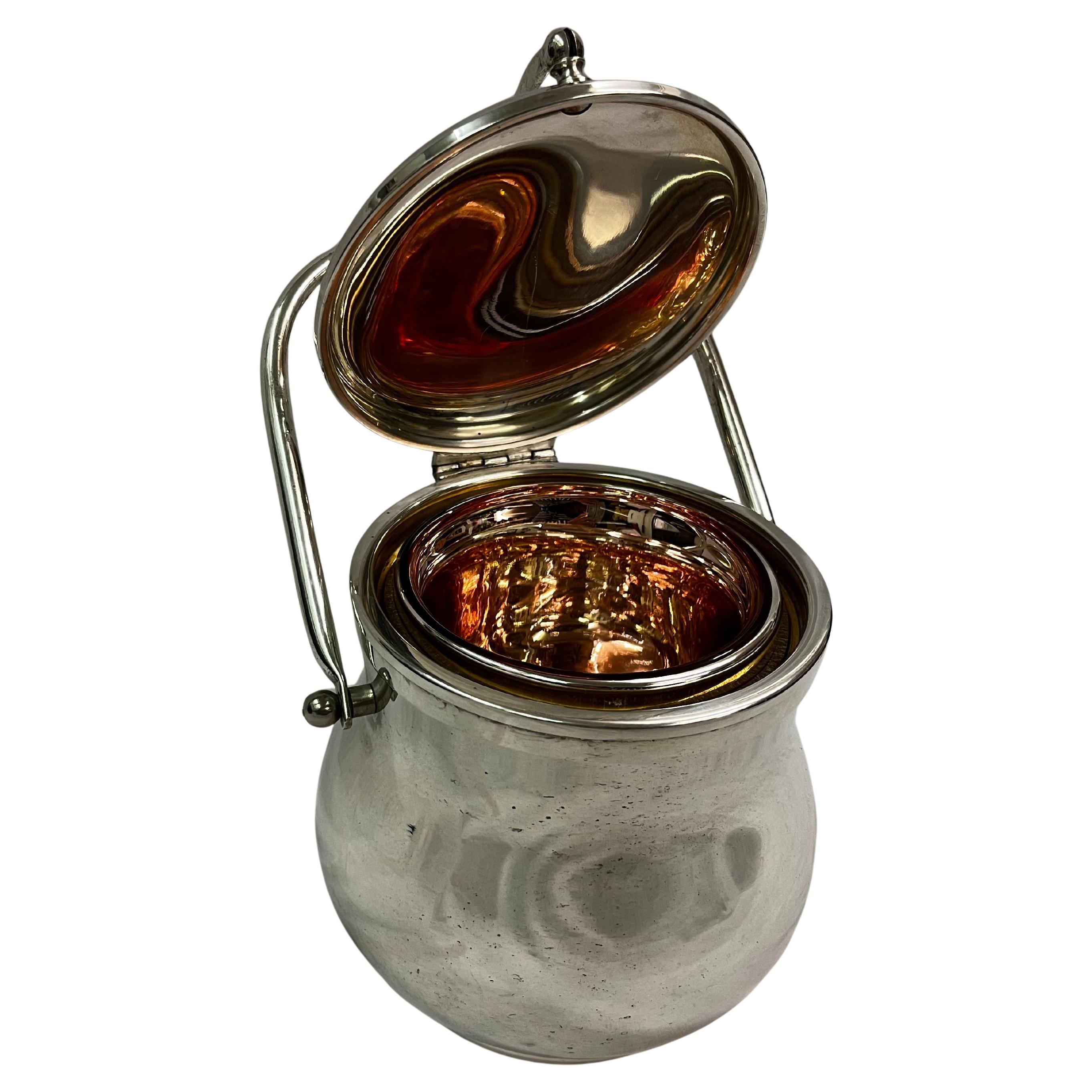 Vintage stainless steel ice bucket, Macabo, Aldo Tura, 1960s, Italy For Sale