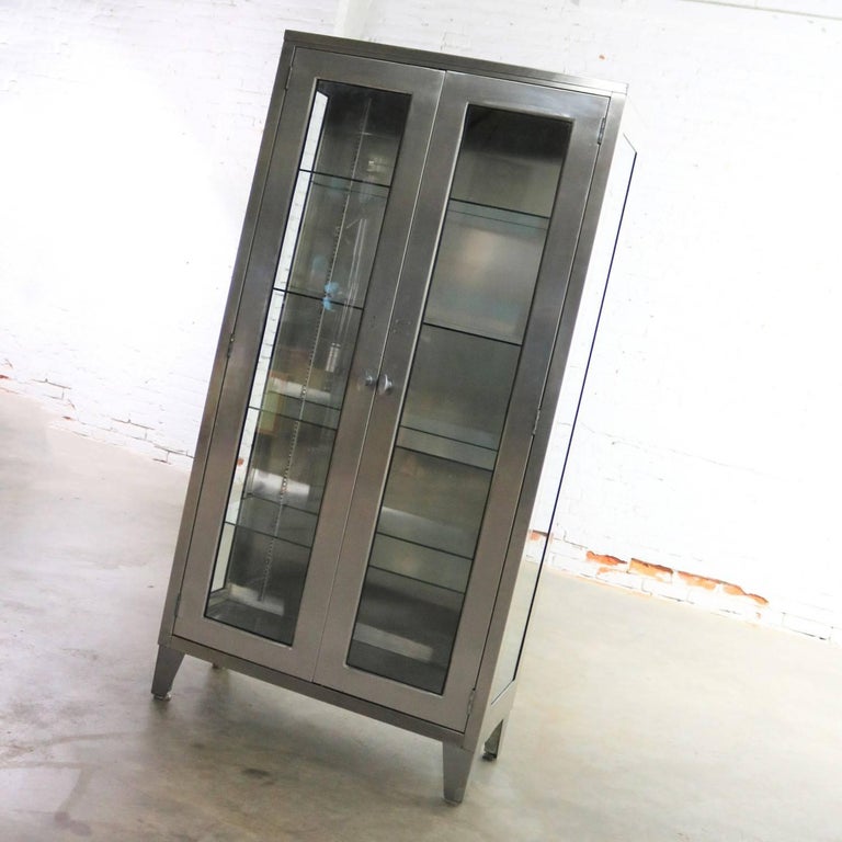 Vintage Stainless Steel Industrial Display Apothecary Medical