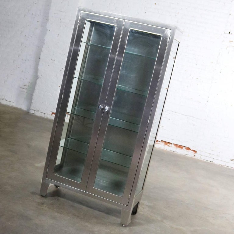 Vintage Stainless Steel Industrial Display Apothecary Medical