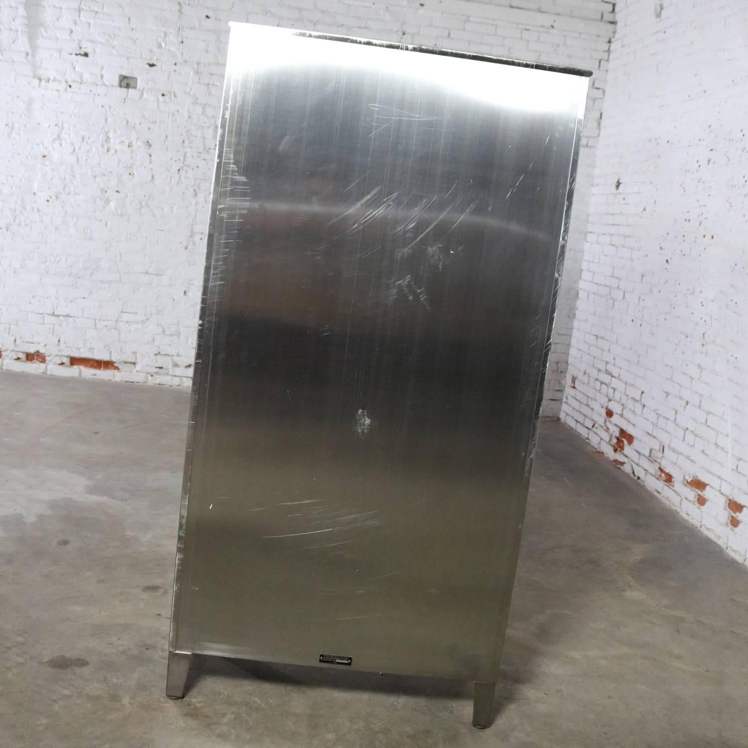 Vintage Stainless Steel Industrial Display Apothecary Medical Cabinet Glass Door 1