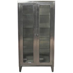 Retro Stainless Steel Industrial Display Apothecary Medical Cabinet Glass Door