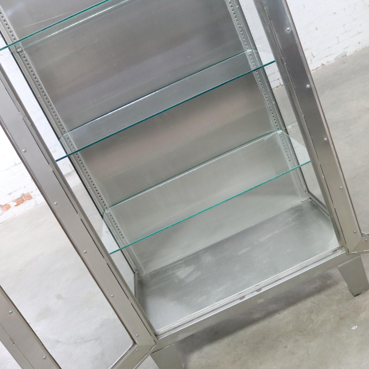 Vintage Stainless Steel Industrial Display Apothecary Medical Cabinet with Glass 4