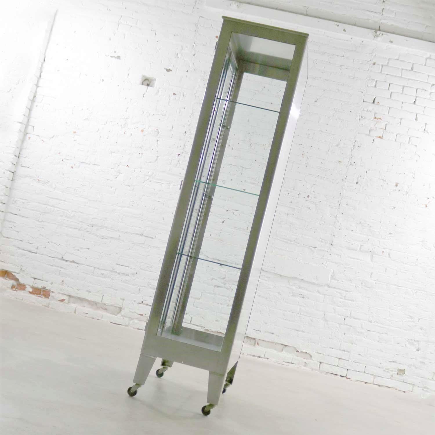 Vintage Stainless-Steel Industrial Display Apothecary Medical Cabinet with Glass 4