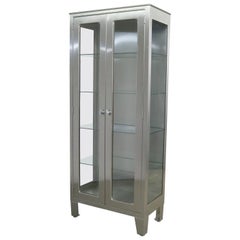 Retro Stainless Steel Industrial Display Apothecary Medical Cabinet with Glass