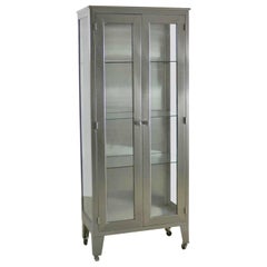 Retro Stainless-Steel Industrial Display Apothecary Medical Cabinet with Glass