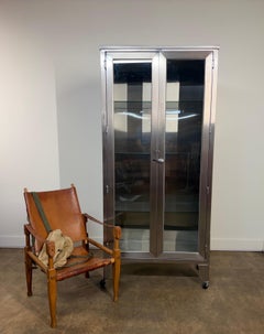 Vintage Stainless Steel Medical Display Cabinet by Shampaine Co., St. Louis