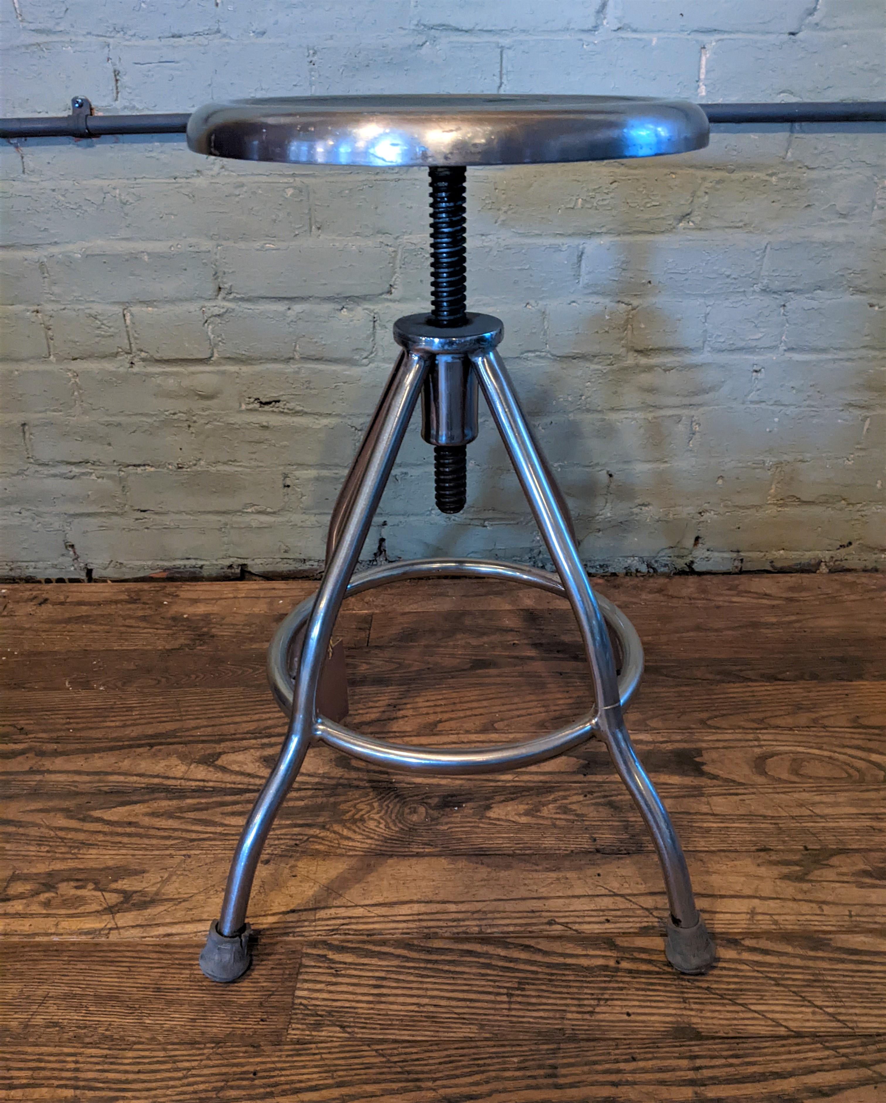 20th Century Vintage Stainless Steel Medical Stool For Sale