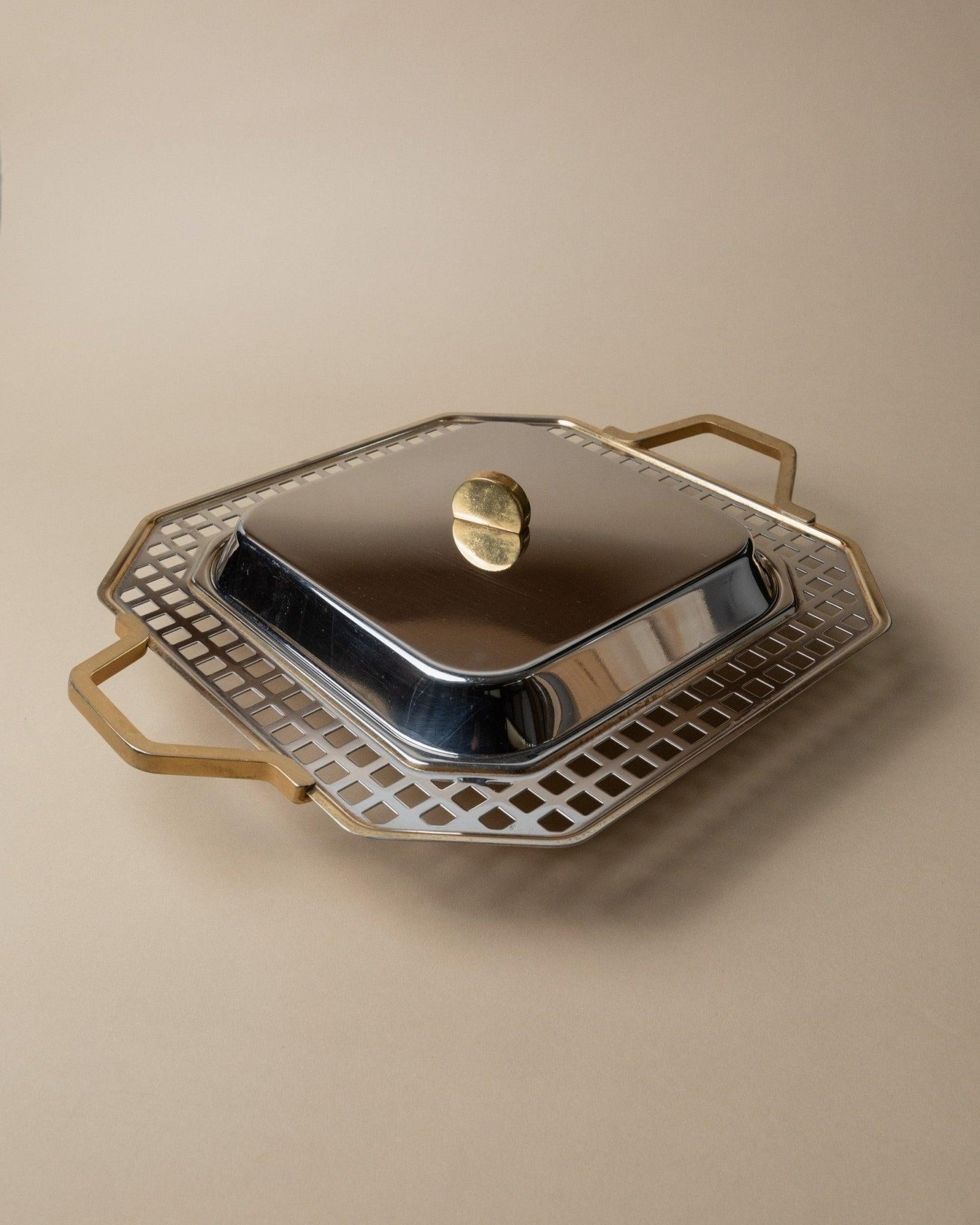 Vintage Stainless Steel Tray, Serving Platter by Inoxpran Orchidea Line, 1980s For Sale 5