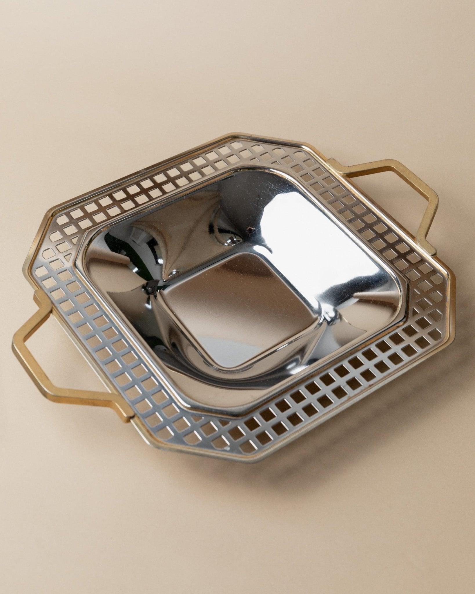 20th Century Vintage Stainless Steel Tray, Serving Platter by Inoxpran Orchidea Line, 1980s For Sale