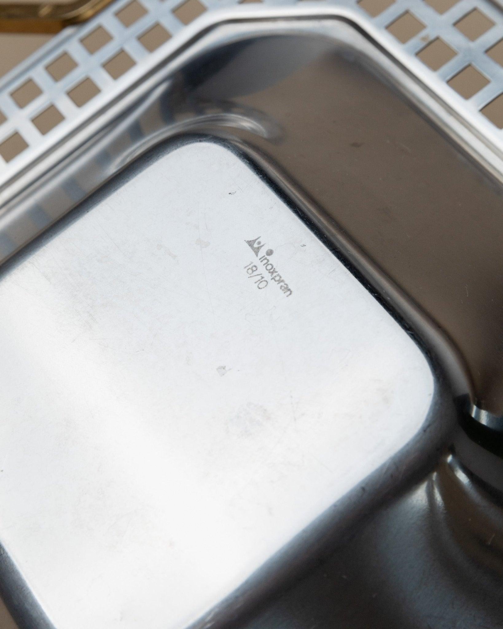 Vintage Stainless Steel Tray, Serving Platter by Inoxpran Orchidea Line, 1980s For Sale 3