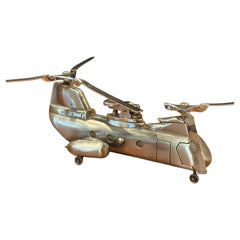 Vintage Stainless Steel Vertol 107-D Helicopter Lighter, 1960s
