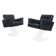Vintage Stainless Steel "Z" Lounge Chairs by Milo Baughman, 2 Pairs Available