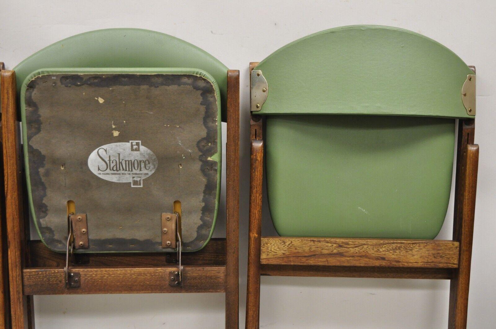 Vintage Stakmore Green Mid-Century Modern Folding Game Chairs - Set of 4 3