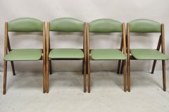 Vintage Stakmore Green Mid-Century Modern Folding Game Chairs - Set of 4