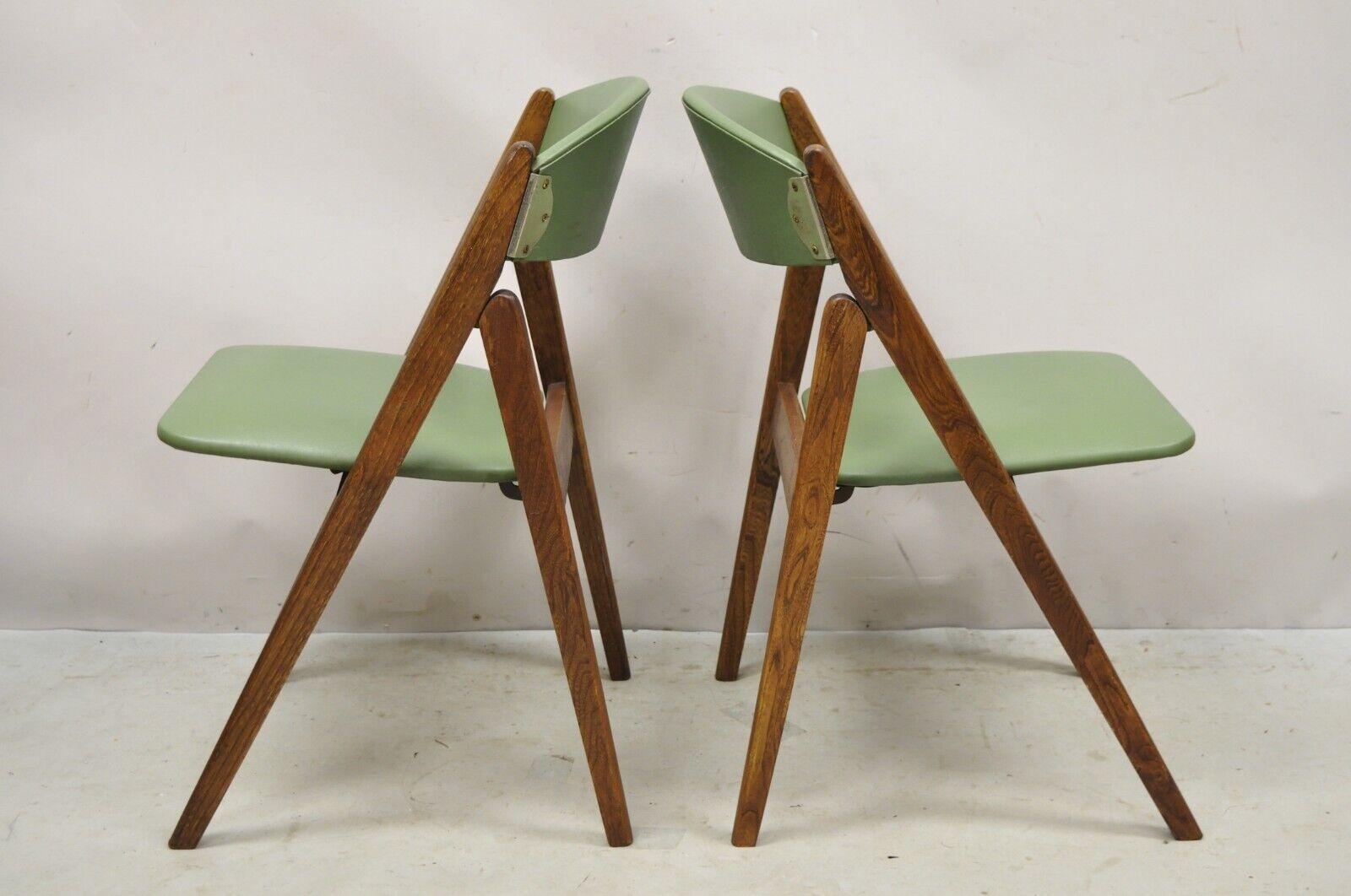 Wood Vintage Stakmore Green Mid-Century Modern Folding Game Chairs - Set of 4