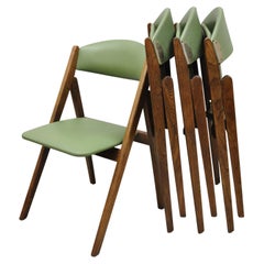 Vintage Stakmore Green Mid-Century Modern Folding Game Chairs - Set of 4