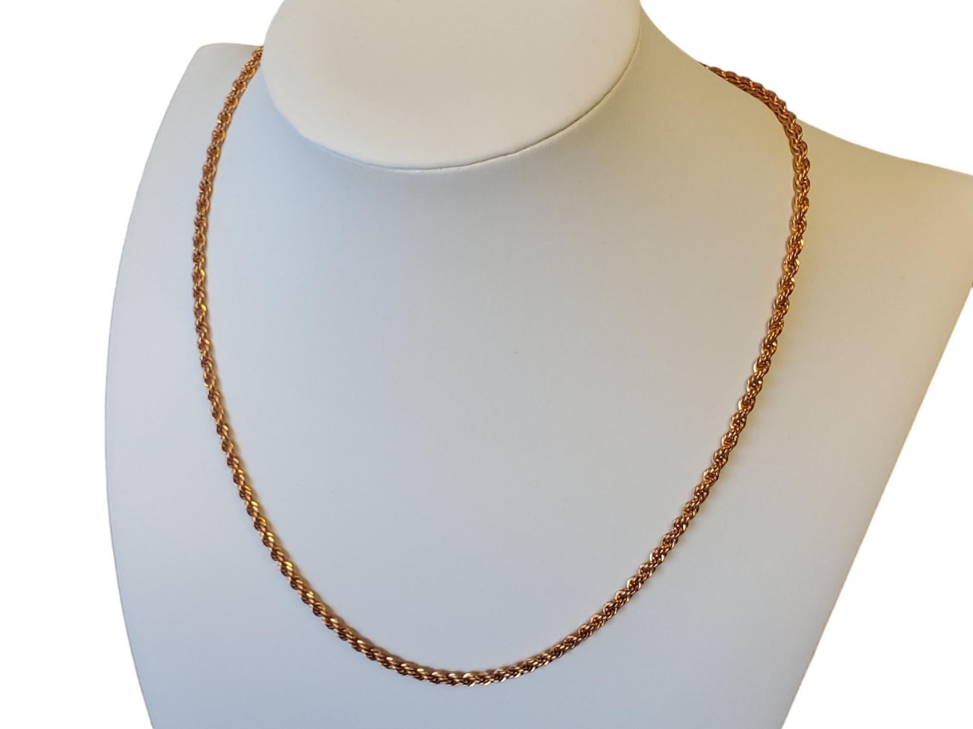 Women's Vintage Stamped 14k Rose Gold Rope Chain 18